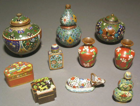 Appraisal: Group of Chinese cloisonn table articles