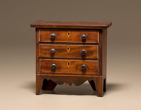 Appraisal: MINIATURE HEPPLEWHITE CHEST English or American ca - A miniature