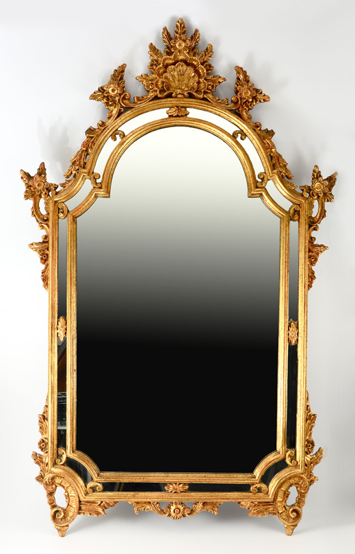 Appraisal: CARVED GILT WOOD ROCOCO STYLE MIRROR '' x ''