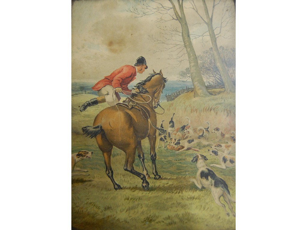 Appraisal: Two hunting prints - one riding out the other attacking