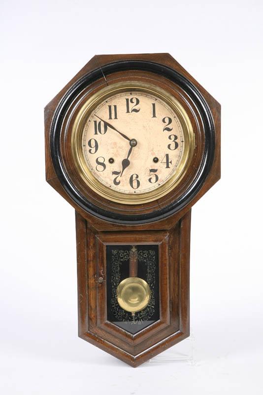 Appraisal: REGULATOR WALL CLOCK Eight day refinished oak case With key