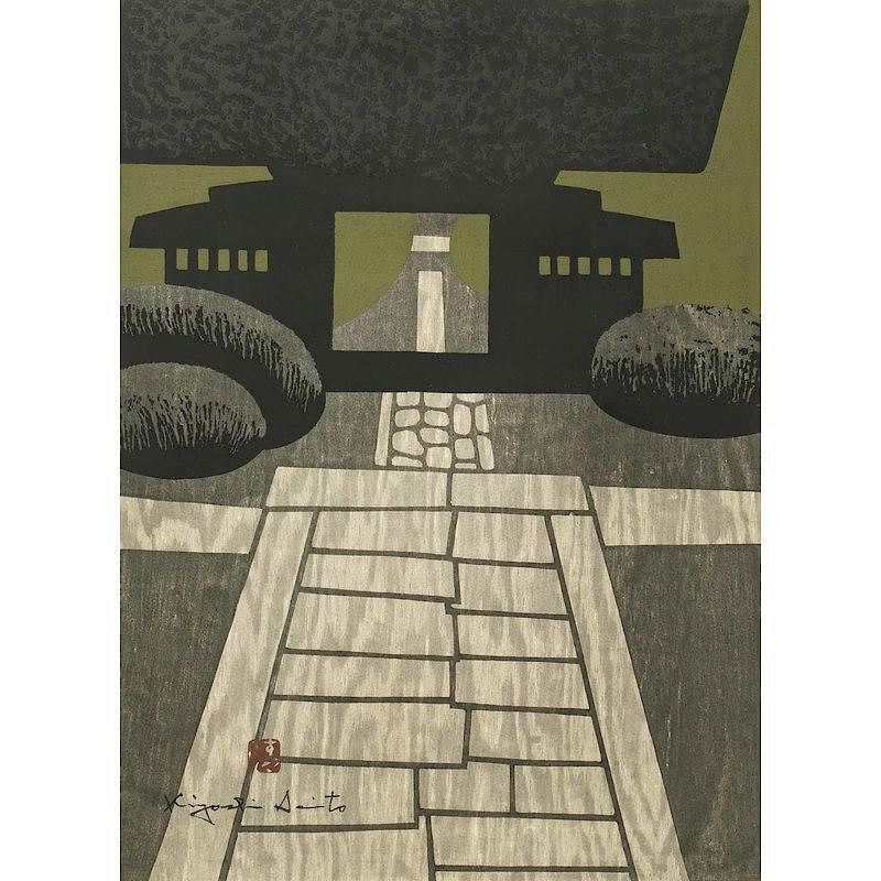 Appraisal: Kiyoshi Saito Woodblock Print Framed Kiyoshi Saito - woodblock print