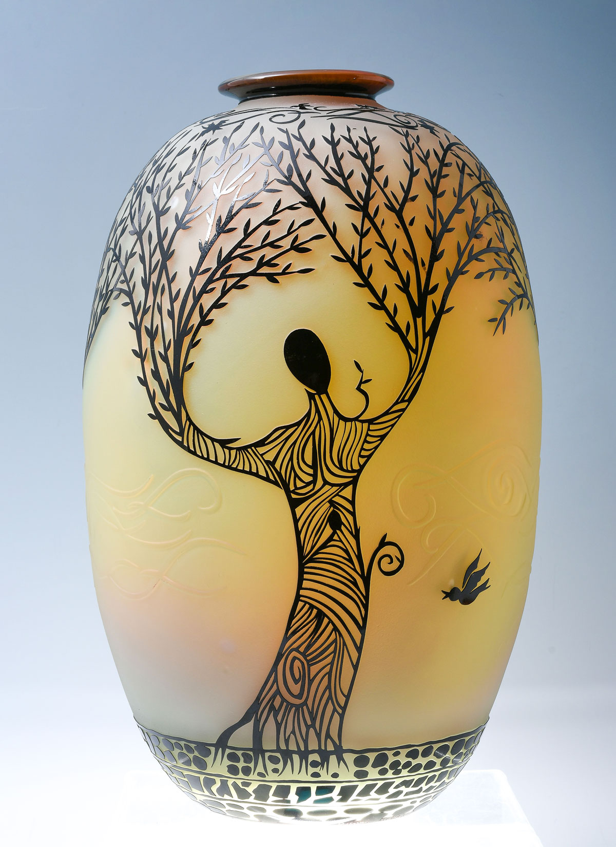 Appraisal: LARGE DUNCAN MCCLELLAN TREE OF LIFE VASE Duncan McClellan American