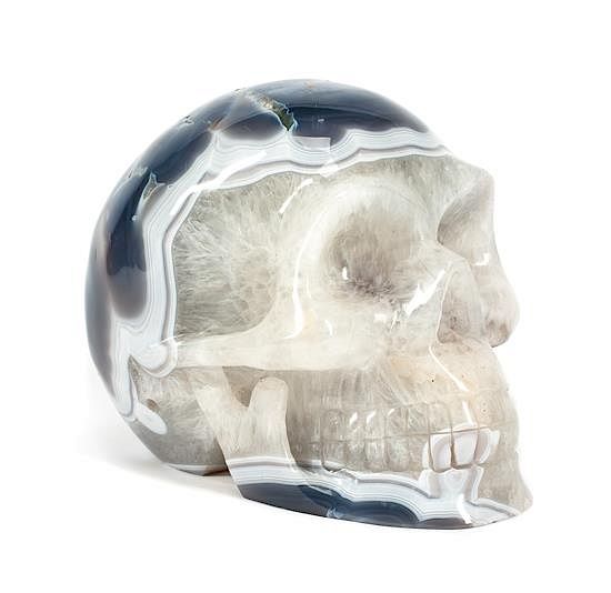 Appraisal: A Carved Rock Crystal and Agate Skull Height inches A