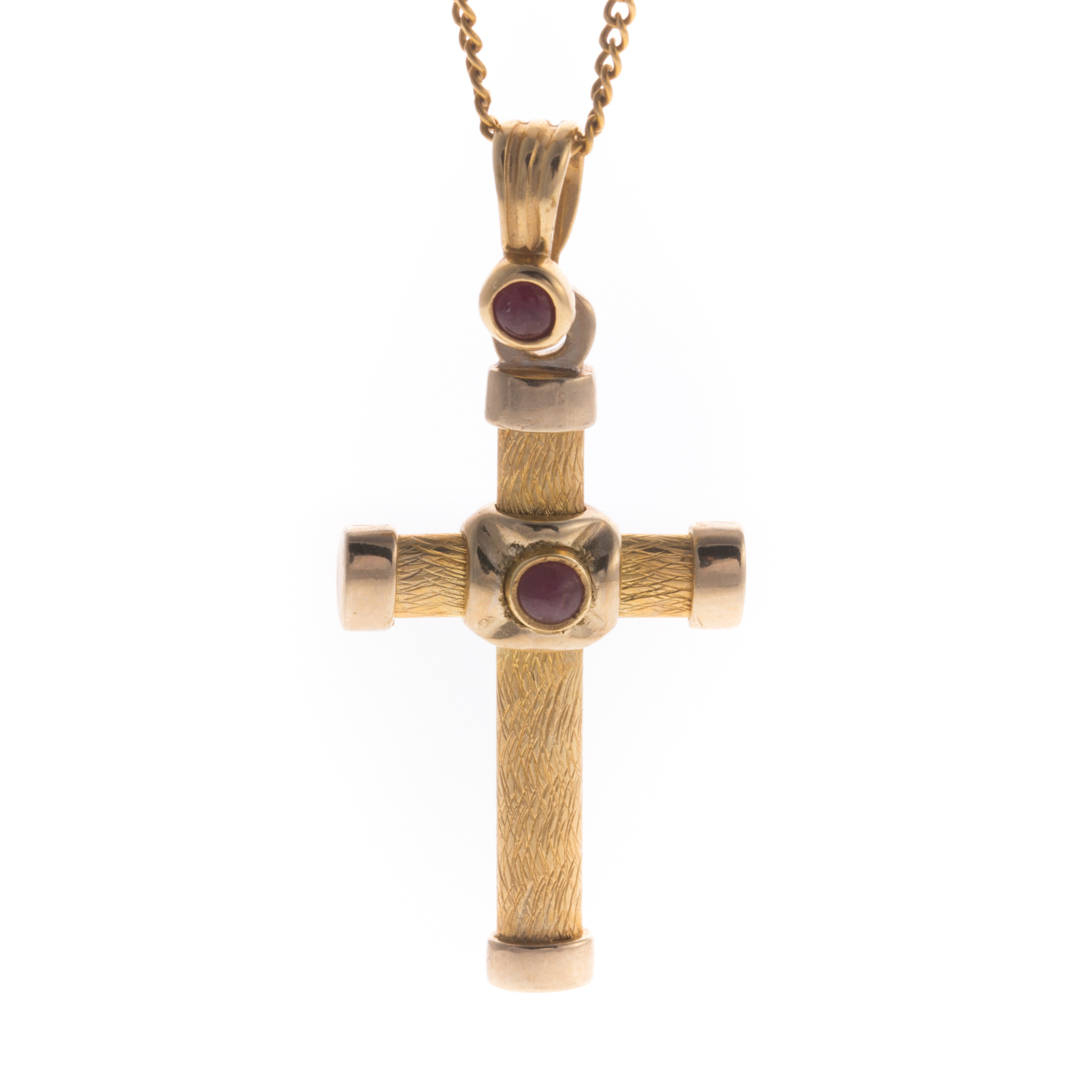 Appraisal: A Lady's Gold Cross Pendant and Chain K yellow gold