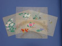 Appraisal: Collection of Four Fan Designs th Century Delicate hand painted