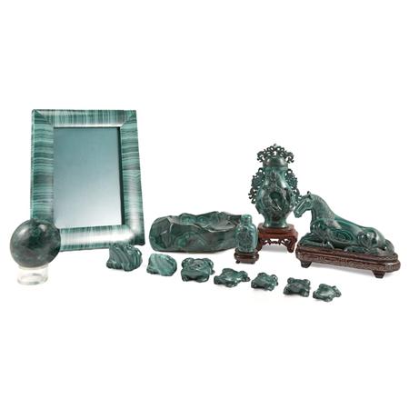 Appraisal: Miscellaneous Group of Chinese Malachite Articles Estimate -