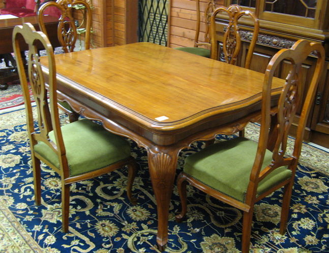 Appraisal: CHIPPENDALE STYLE MAHOGANY DINING TABLE AND CHAIR SET Continental early