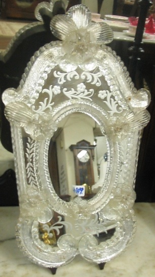 Appraisal: A VENETIAN STAND OR WALL MIRROR having crystal floral and