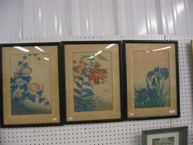 Appraisal: Japanese Woodblocks various flowersincluding morning glory orchid and tiger lily