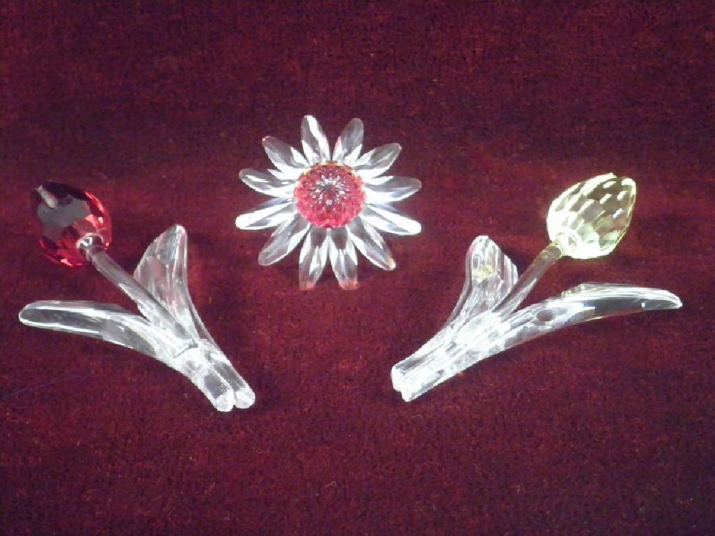 Appraisal: A Swarovski Silver Crystal red tulip a yellow tulip and