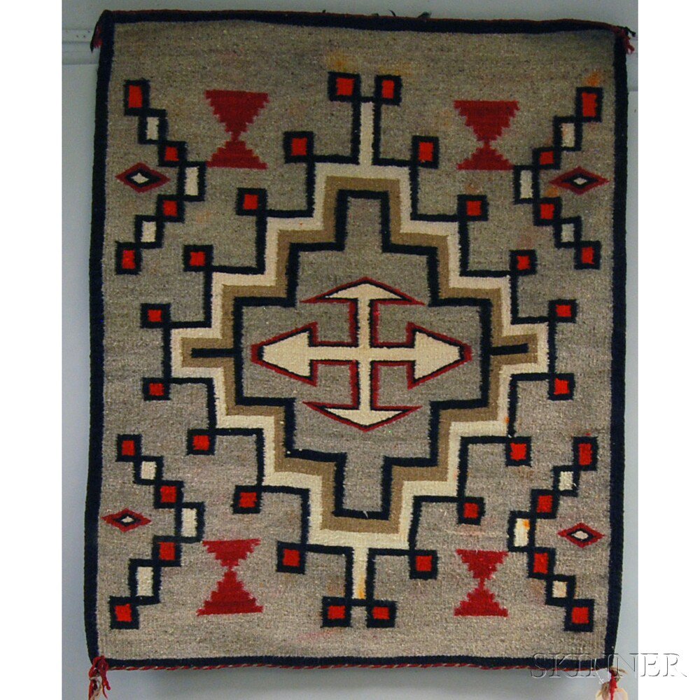 Appraisal: Navajo Rug with stepped design and arrows imperfections x in