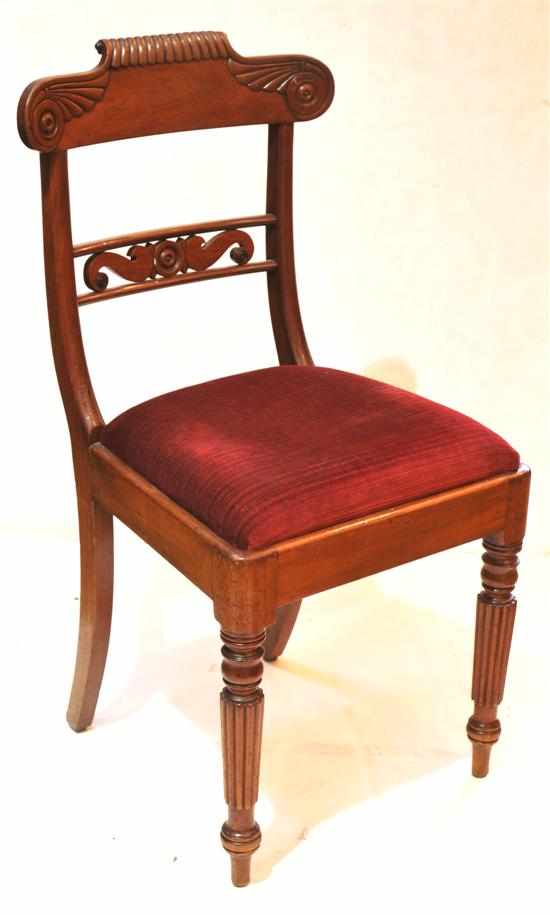 Appraisal: A set of four th century mahogany dining chairs Each