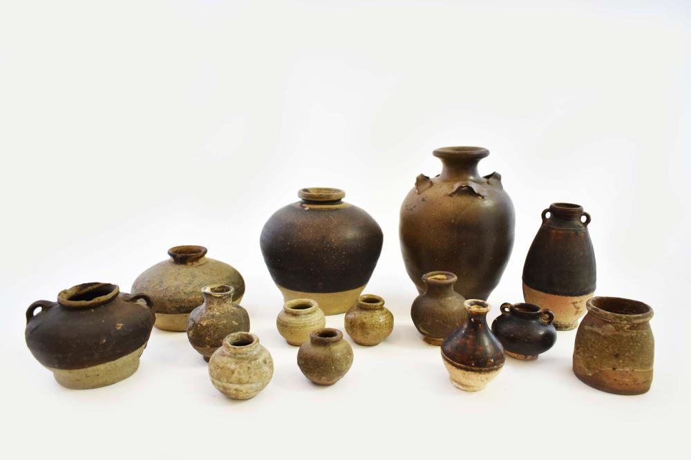 Appraisal: COLLECTION OF FOURTEEN ANNEMESE PARTIAL GLAZED EARTHENWARE VESSELS th through