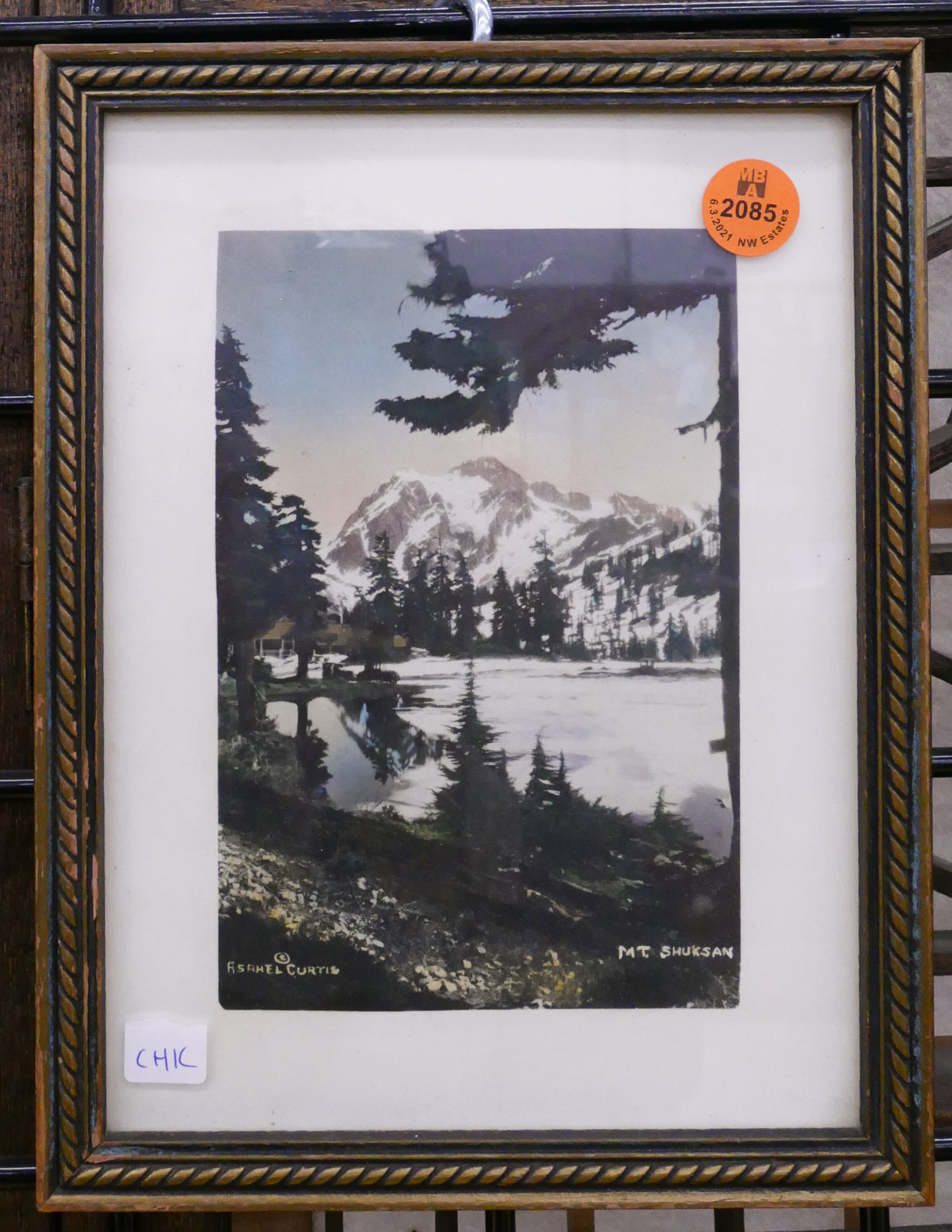 Appraisal: Asahel Curtis Mount Shuksan Small Tinted Photograph Framed- x ''