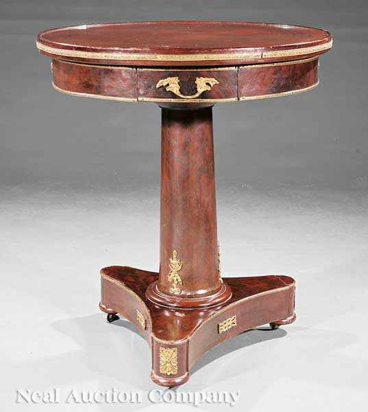 Appraisal: An Antique Empire-Style Mahogany and Gilt Bronze-Mounted Center Table th