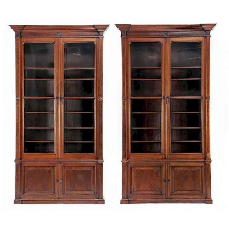 Appraisal: Pair of American Monumental Renaissance Revival Bookcases attributed to Philadelphia