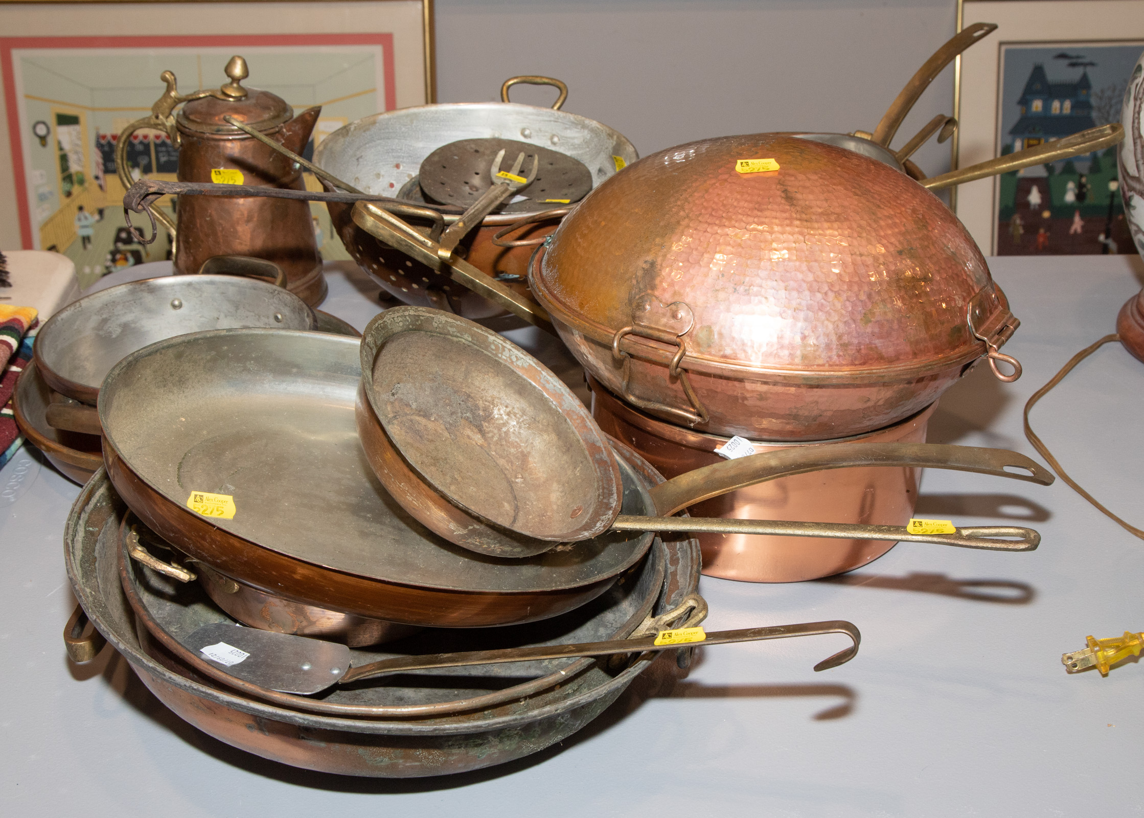 Appraisal: LARGE GROUP OF COPPER COOKWARE Including a pressure cooker colander