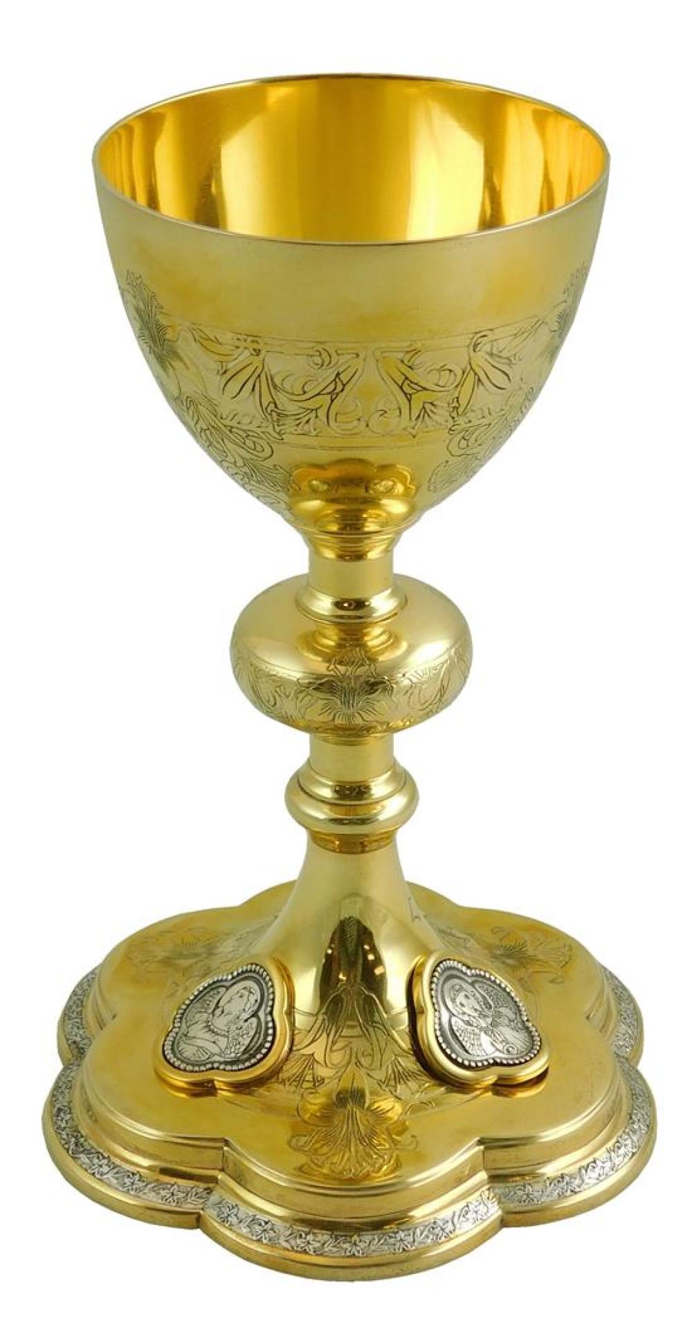 Appraisal: Chalice gold plated over sterling engraved presentation cup marks for