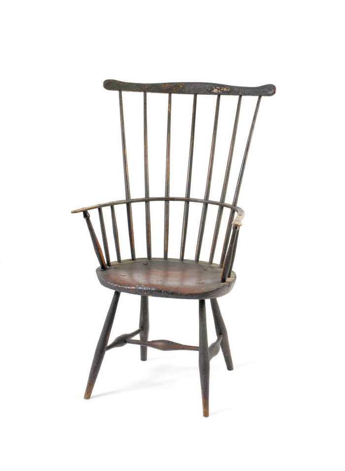 Appraisal: NEW ENGLAND COMB-BACK WINDSOR ARMCHAIR IN RED PAINT - The