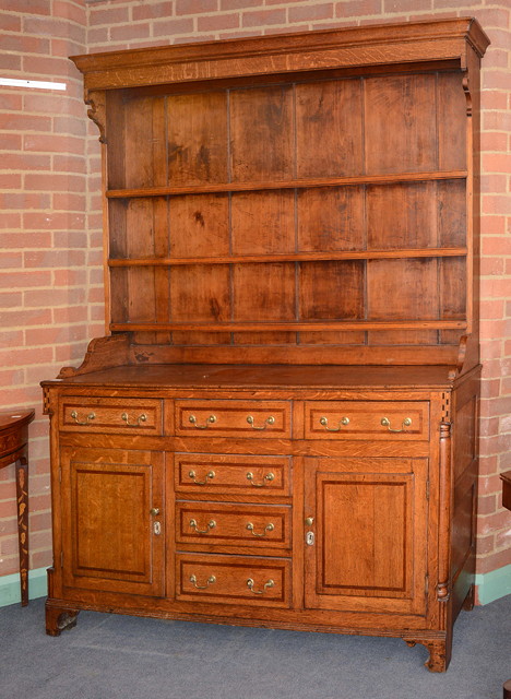 Appraisal: A GEORGE III OAK NORTH COUNTRY DRESSER with rack over