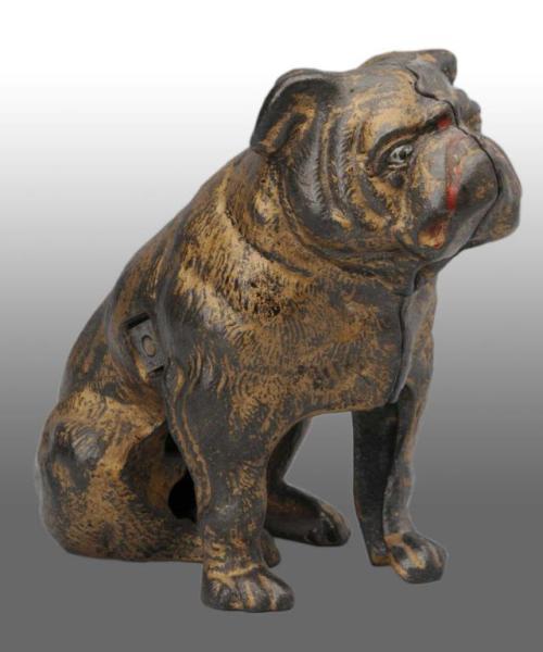 Appraisal: Cast Iron Seated Bull Dog Still Bank Description Manufactured by