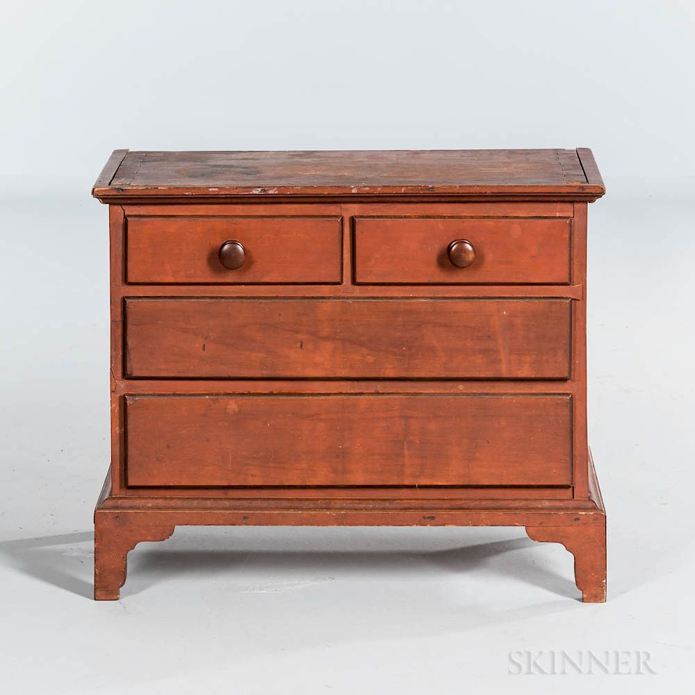 Appraisal: Red-painted Child's Chest of Drawers Red-painted Child's Chest of Drawers