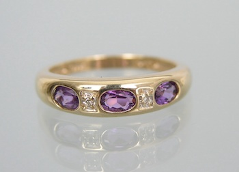 Appraisal: A Ladies' Amethyst and Diamond Ring k yellow gold band