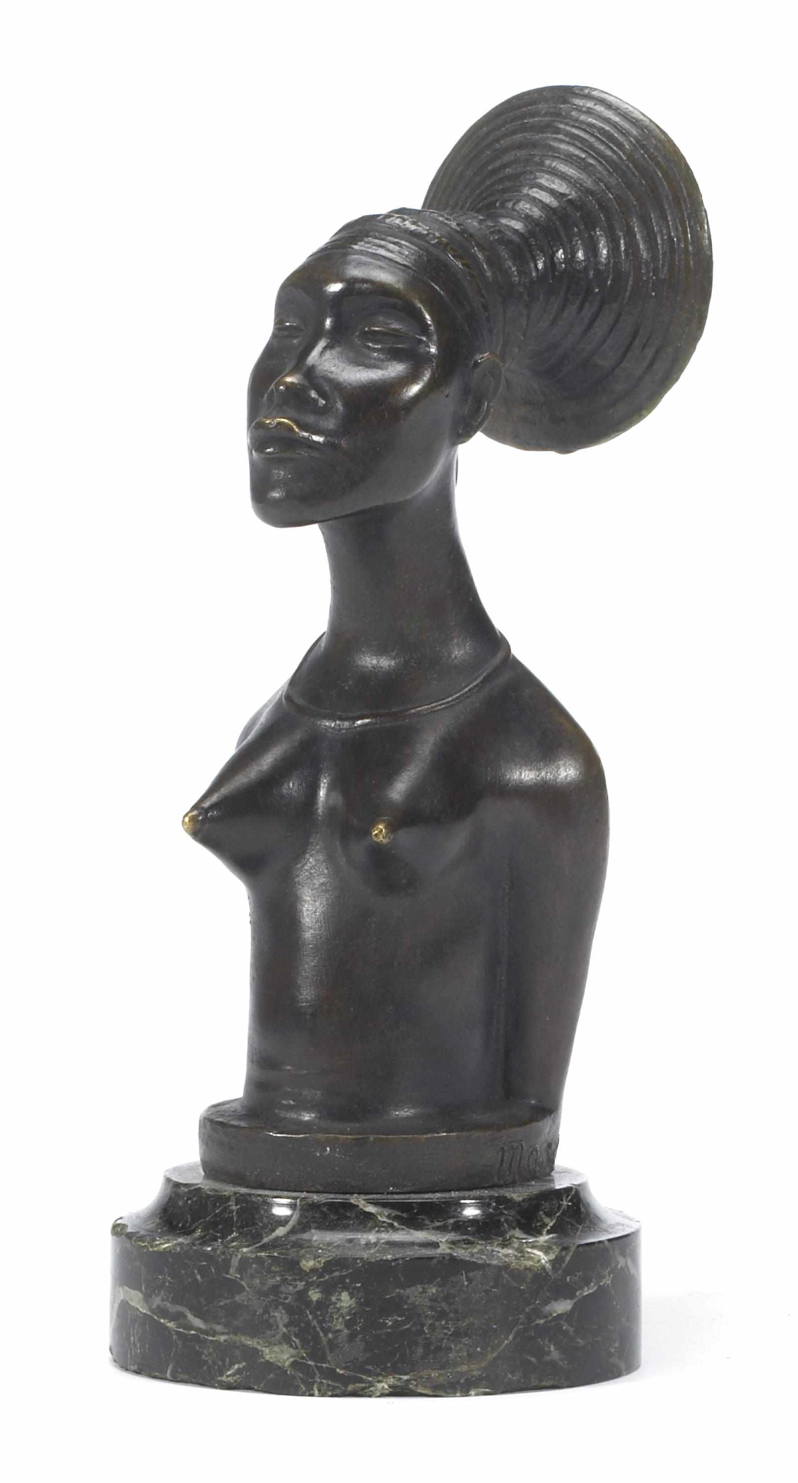 Appraisal: A 'la femme Mangbetu' signed Mazzei French circa a superb