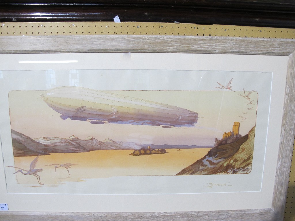 Appraisal: E MONTAUT Lithograph in colours 'Zeppelin'