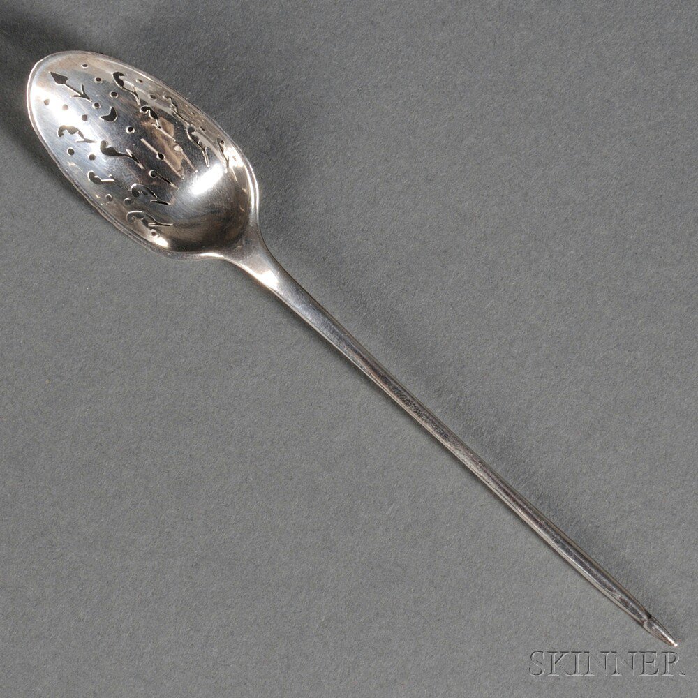 Appraisal: Early American Coin Silver Mote Spoon th century bearing two