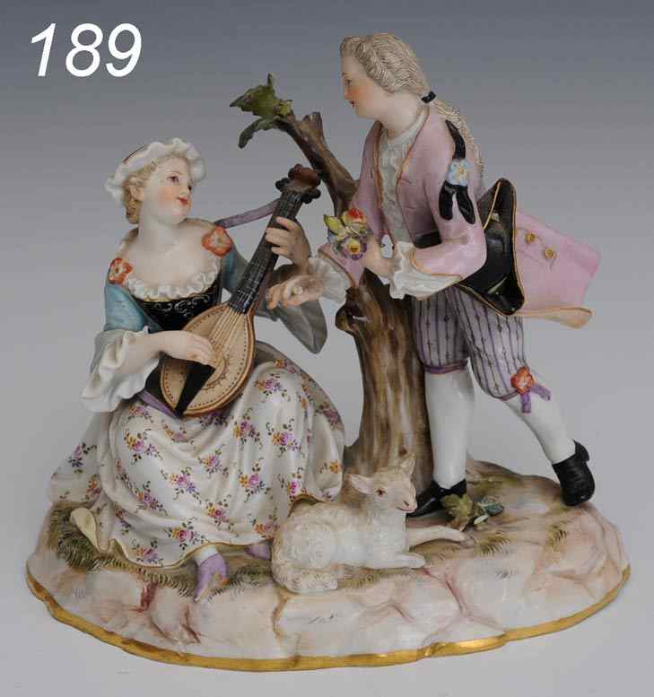 Appraisal: Meissen Porcelain Figural Group the lady playing a lute ''