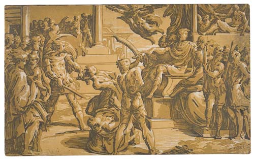 Appraisal: ANTONIO DA TRENTO after Parmigianino The Martyrdom of Saints Peter