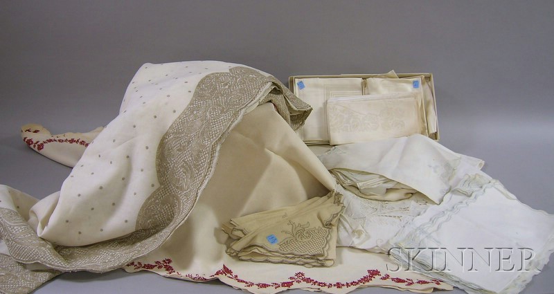 Appraisal: Group of Table Linens white beige and ecru linens most