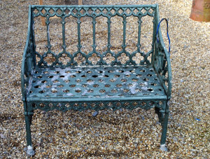 Appraisal: Cast alloy seater garden bench in the style of Coalbrookdale