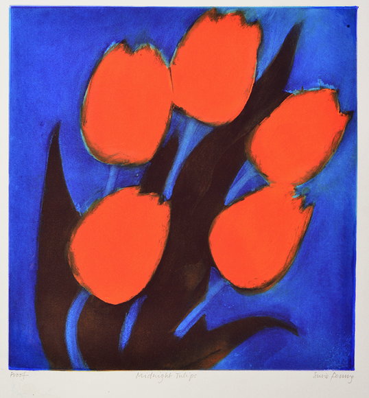 Appraisal: SUSIE PENNY CONTEMPORARY SCHOOL 'MIDNIGHT TULIPS' aquatint signed inscribed and