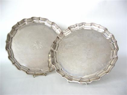 Appraisal: Pair of sterling silver Chippendale salversreed and barton th century