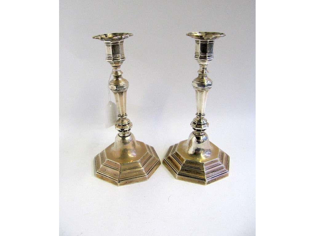 Appraisal: A pair of silver candl