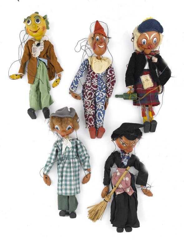 Appraisal: VINTAGE TOYS FOUR MARIONETTES BY PELHAM PUPPETS LTD S M