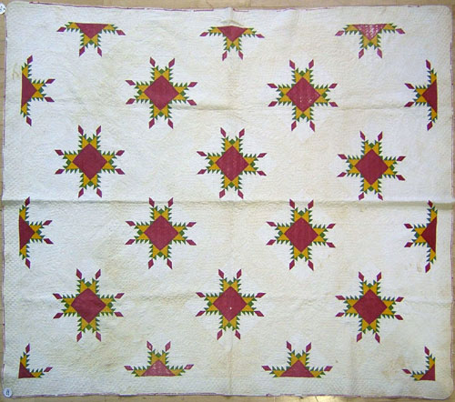 Appraisal: Pennsylvania applique quilt th c in a star pattern x