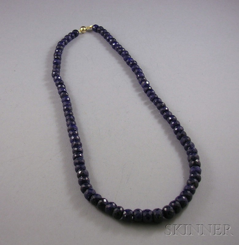 Appraisal: Faceted Blue Stone Bead Necklace with kt Gold Clasp lg