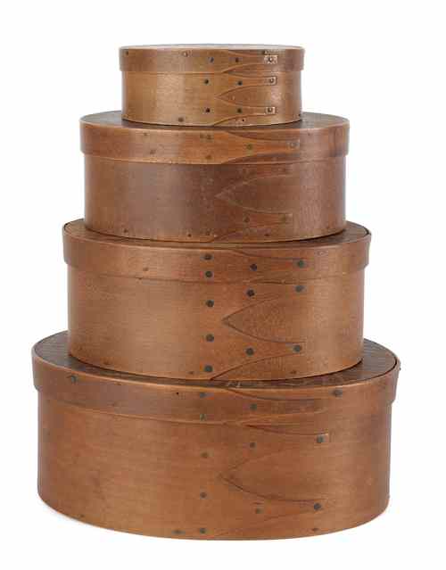 Appraisal: Group of four graduated Shaker finger jointed oval boxes th