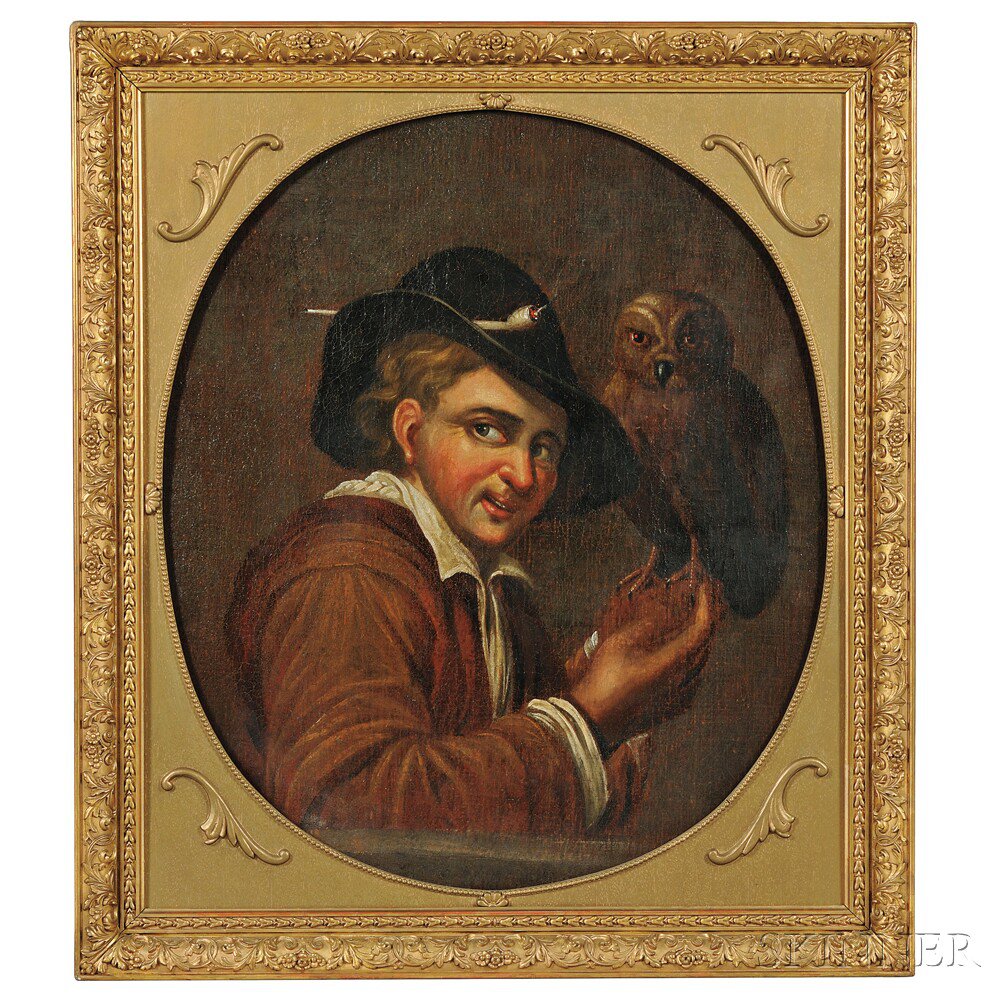 Appraisal: German School th Century Portrait of a Man with Pet