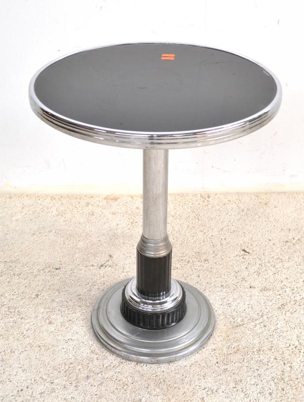 Appraisal: AN ART DECO CIRCULAR SIDE TABLE WITH SMOKED GLASS TOP