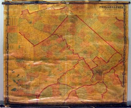 Appraisal: piece Laminated Linen-Backed Roll Map Lake D J Belis N