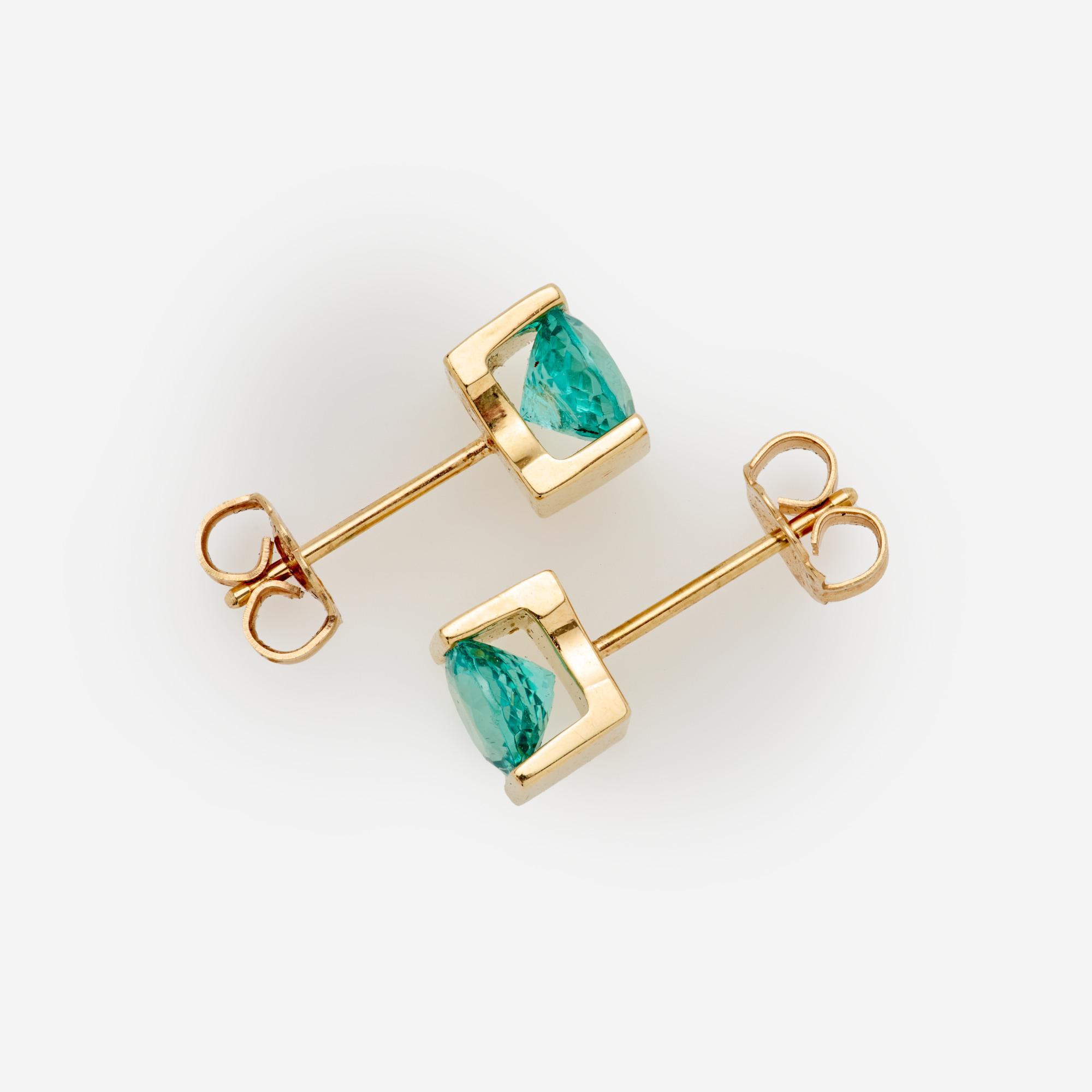 Appraisal: PARAIBA TOURMALINE BAR SET STUD EARRINGS IN K A pair