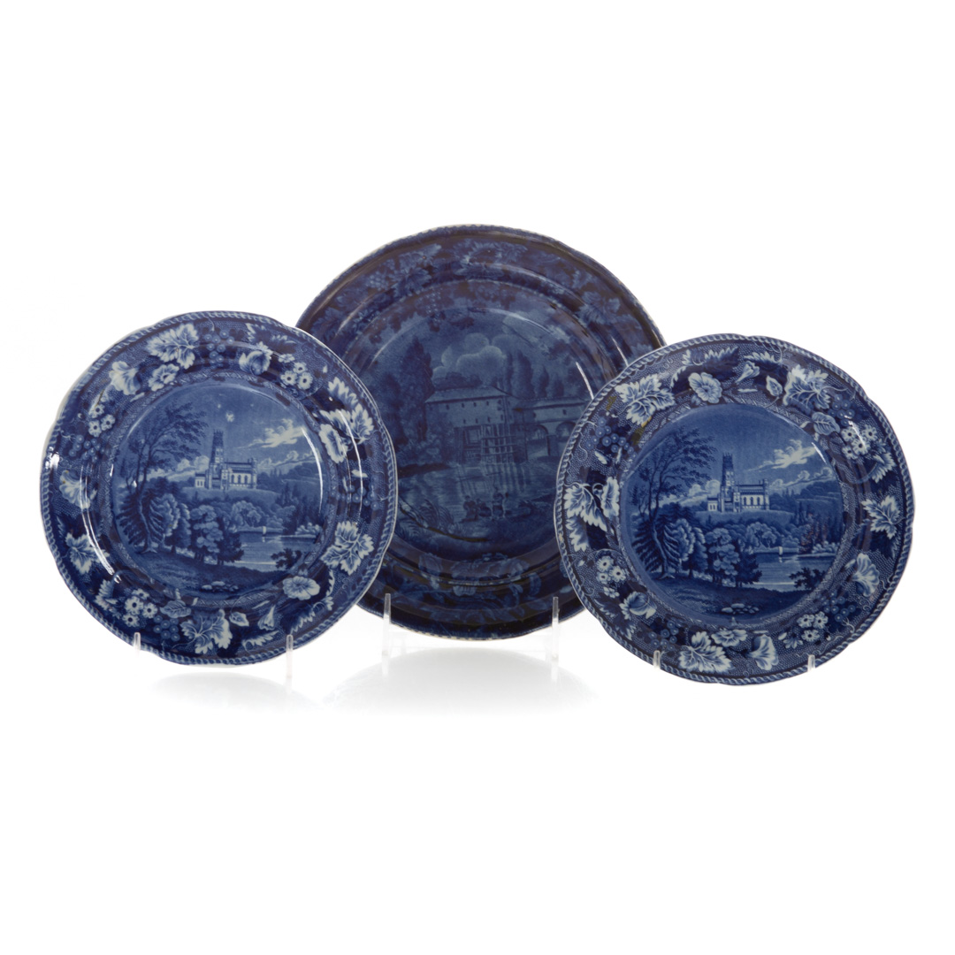 Appraisal: Three Staffordshire china blue transferware plates second quarter- th century