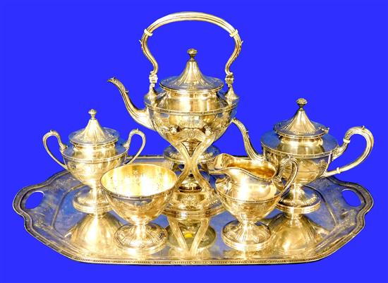 Appraisal: SILVER Black Starr Frost sterling tea service seven pieces floral