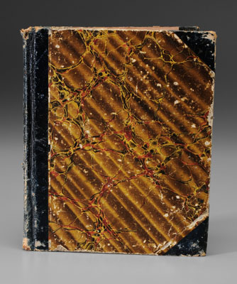 Appraisal: Book of watercolors Napoleonic Wars cardboard covers covered in marbleized