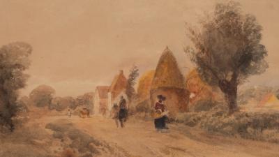 Appraisal: Peter De Wint - Figures on a Lane possibly at